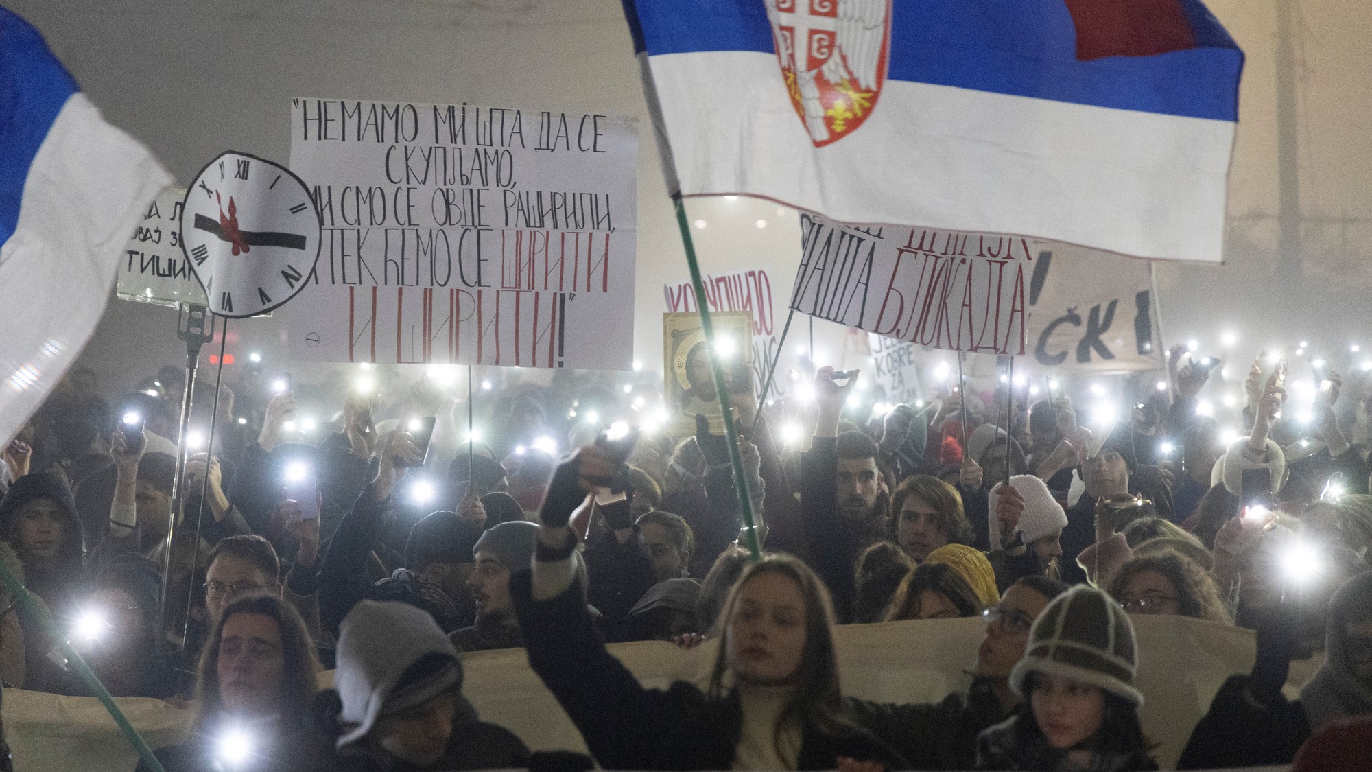 Študentské protesty v srbskom Belehrade.