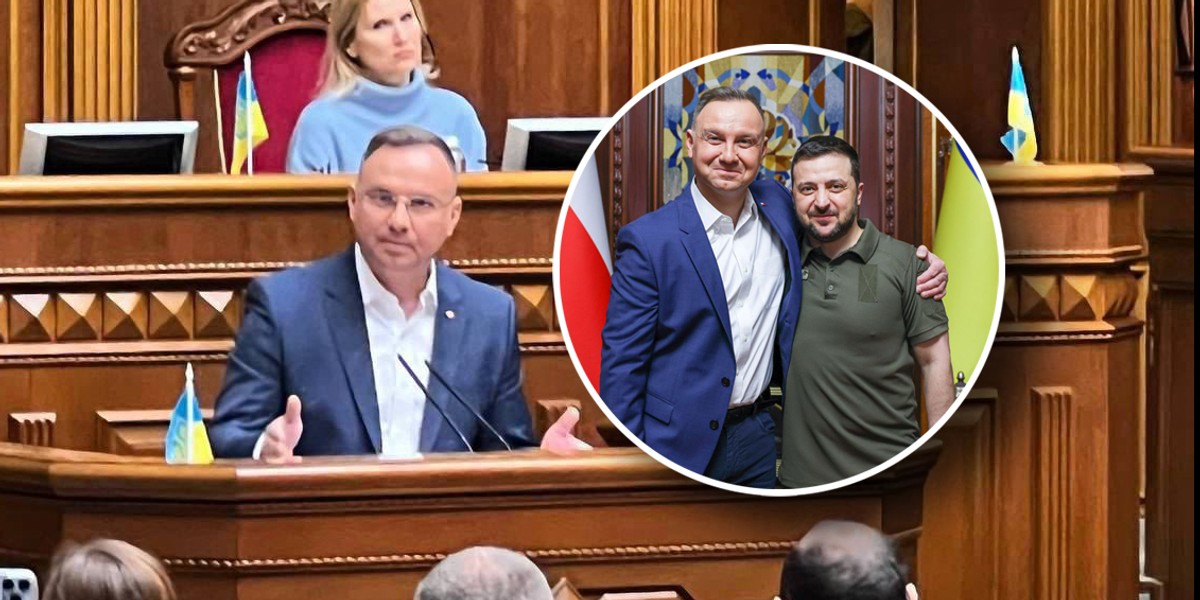 Prezydent Andrzej Duda przemówił w ukraińskiej izbie. Doszło także do spotkana polskiej głowy państwa z prezydentem Wołodymyrem Zełenskim.