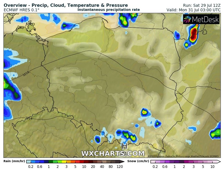 W nocy opady i burze zaczną zanikać