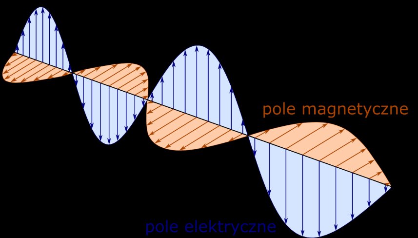 Oscylacje pól elektrycznego i magnetycznego fali elektromagnetycznej (Piotr Fita, domena publiczna)