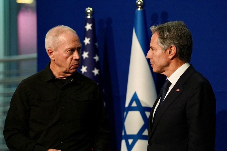 Israeli Defense Minister Yoav Gallant and US Secretary of State Anthony Blinken in Tel Aviv.  October 16, 2023