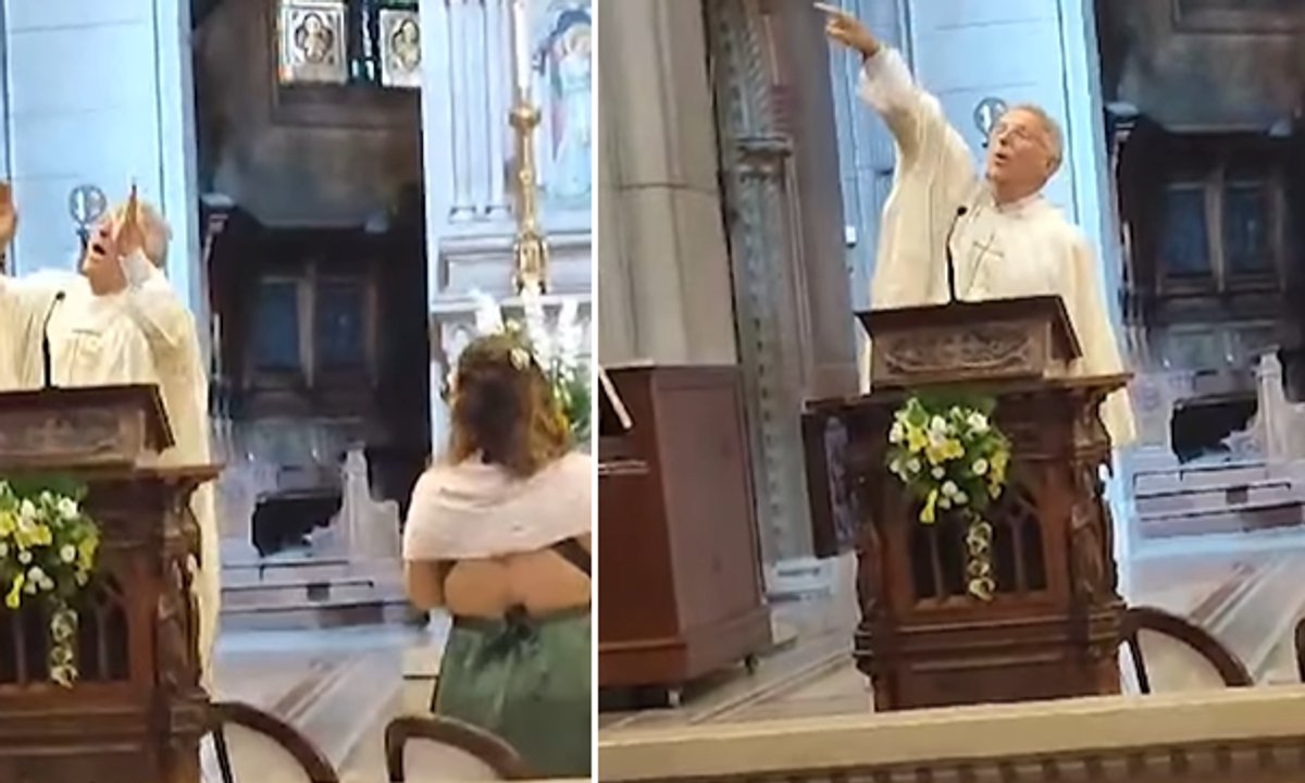 Ksiądz zaskoczył młodą parę w kościele. Zrobił prawdziwy show [wideo]