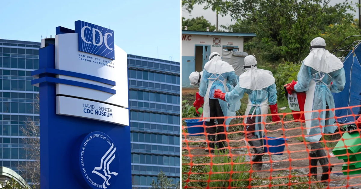 Left: The CDC’s Edward R. Roybal Campus in Atlanta, Georgia. (Photo: CDC)Right: Medical personnel in protective gear during