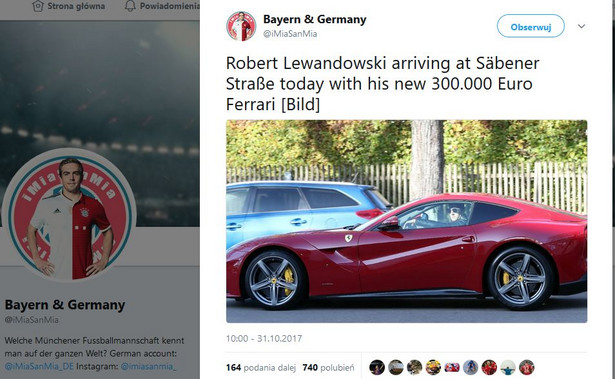 Robert Lewandowski za kółkiem auta za ponad milion złotych. I narobiło się zamieszanie