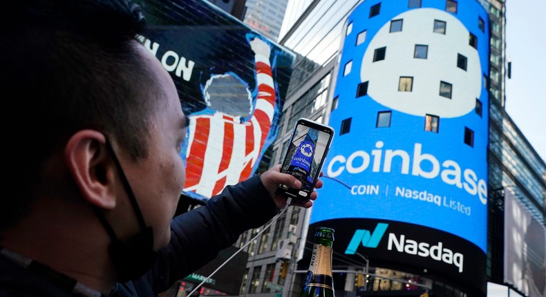 Coinbase IPO in New York.