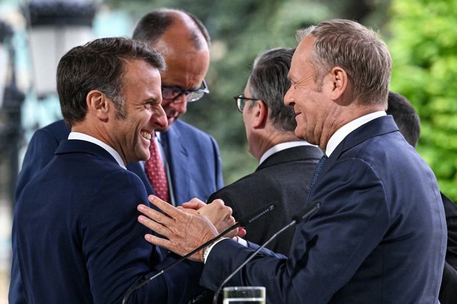 Emanuel Makron, Fridrih Merc, Kir Starmer i Donald Tusk u Kijevu 10. maja