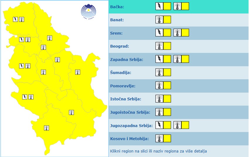 Žuti meteoalarm u subotu