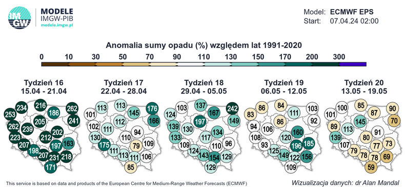 W drugiej połowie kwietnia nie zabraknie opadów