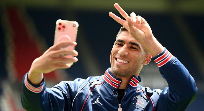 Achraf Hakimi is one of the big-name signings made by PSG as they look to wrestle back the Ligue 1 title from Lille and go all the way in Europe Creator: FRANCK FIFE