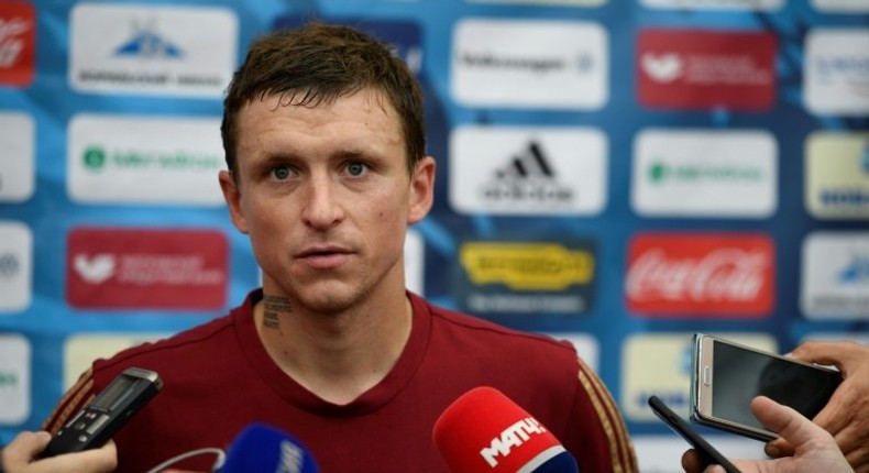 Russian midfielder Pavel Mamaev, pictured June 2016, was detained along with Saint Petersburg forward Alexander Kokorinon due to suspicion of hooliganism, following an incident in a Moscow cafe