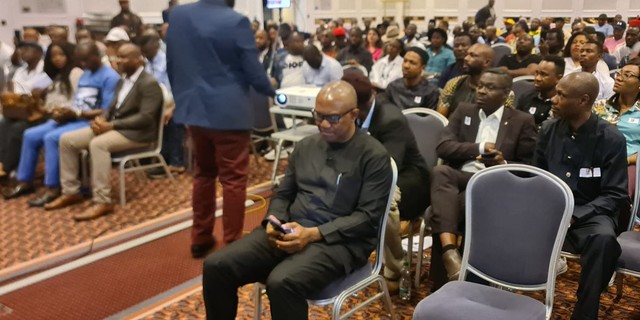 Labour Party Presidential candidate, Peter Obi at an event in Frankfurt. [Twitter:@_weyimi]