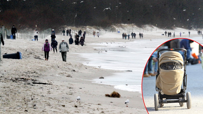 Matka zostawiła wózek z dzieckiem na plaży w Kołobrzegu i poszła na kawę. Zaniepokojeni turyści wezwali policję