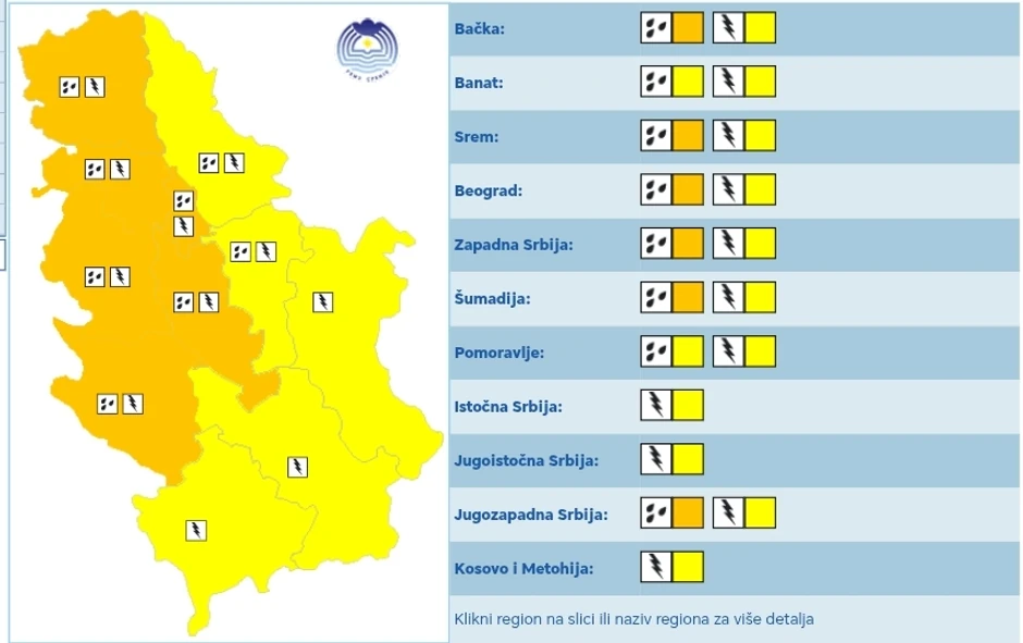 Meteoalarm za nedelju