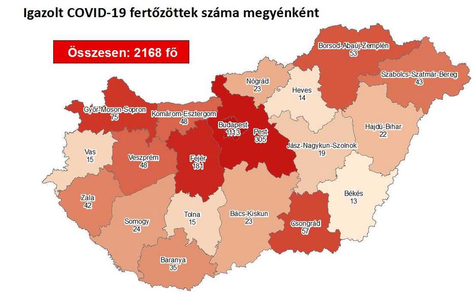 Budapesten van a legtöbb fertőzött / Fotó: koronavirus.gov.hu