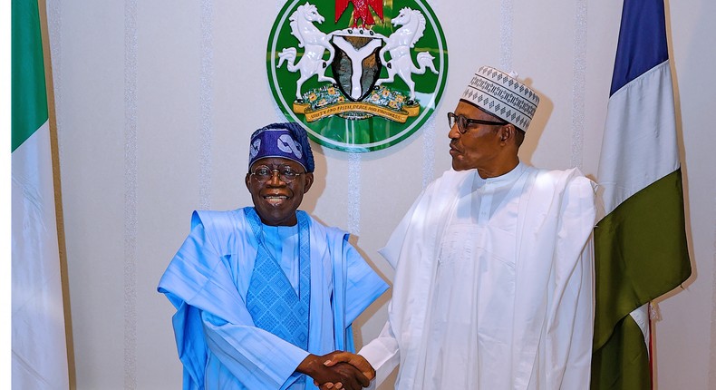 President Muhammadu Buhari and President-elect, Asiwaju Bola Tinubu. [Facebook:BuhariSallau]