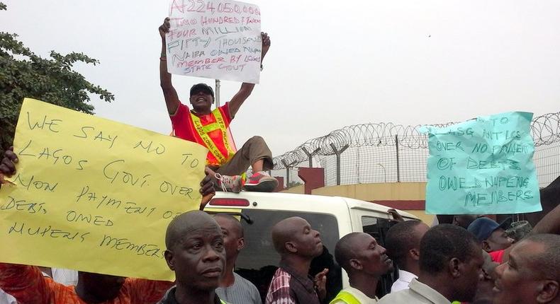 File Photo: Protesting oil workers.