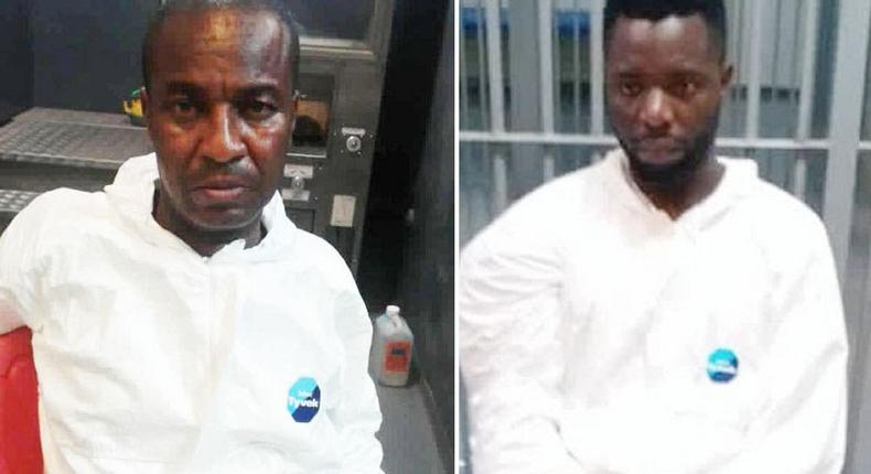 The two suspects, Okonkwo Chimezie Henry and Chukwudi Destiny excreted 191 pellets of heroin and cocaine at the Murtala Muhammed International Airport, Lagos. [Twitter/@ndlea_nigeria]