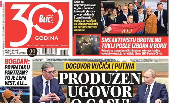 Blic naslovna strana za 31.03