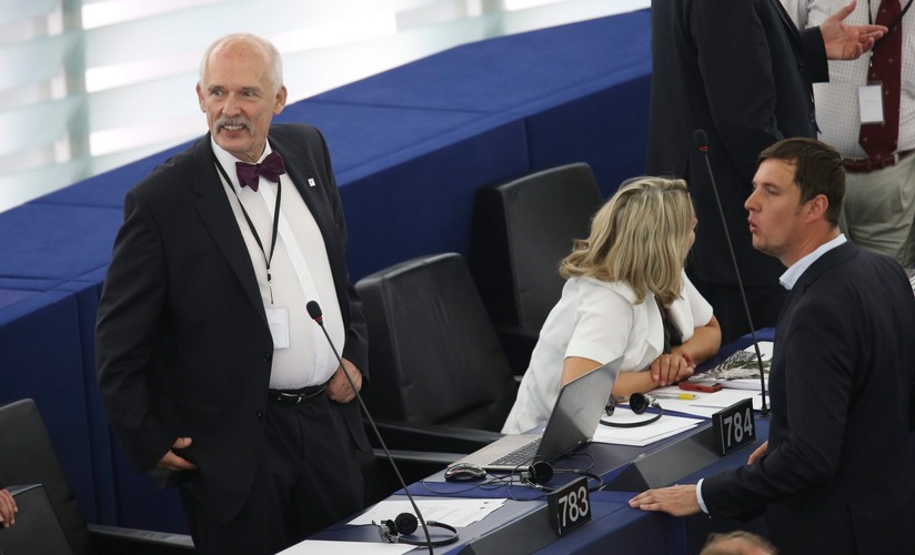 Jnuasz Korwin-Mikke na inauguracyjnej sesja Parlamentu Europejskiego