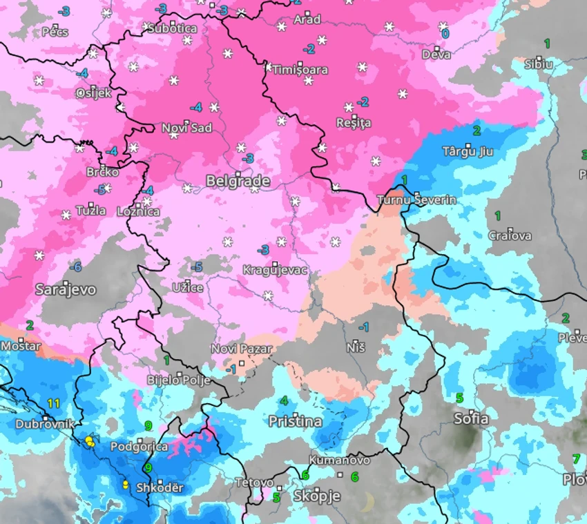 Vreme u Srbiji za Božić u 5