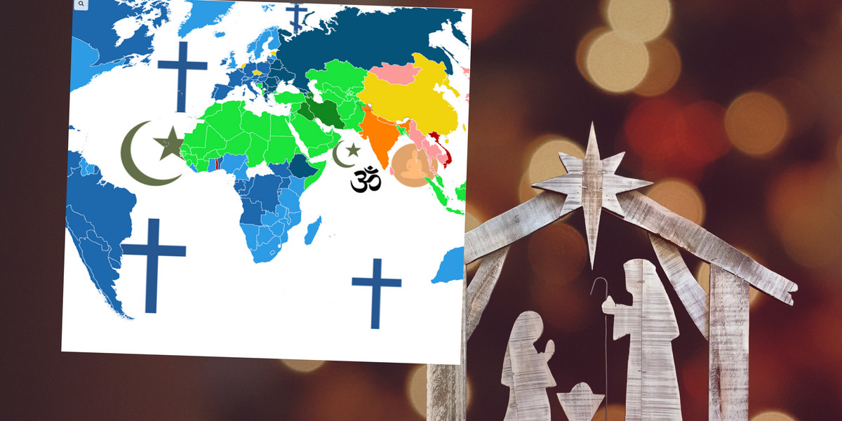Na mapie świata widać, że chrześcijaństwo jest religią dominującą w większości krajów. Rośnie też przewaga liczby chrześcijan nad muzułmanami, a to za sprawą protestantów