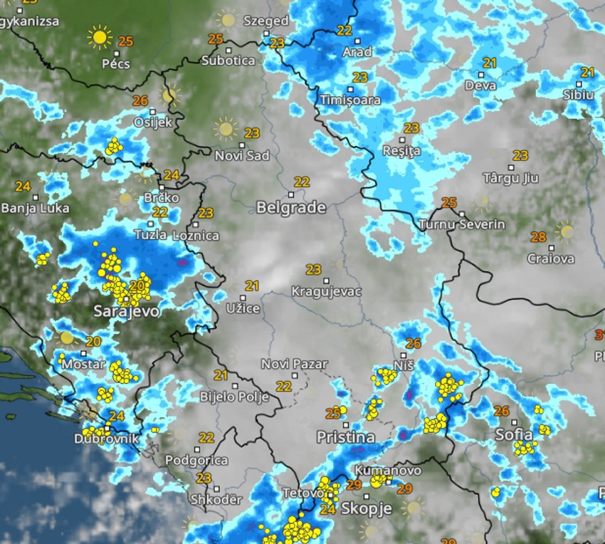 Kretanje nevremena u 15 sati
