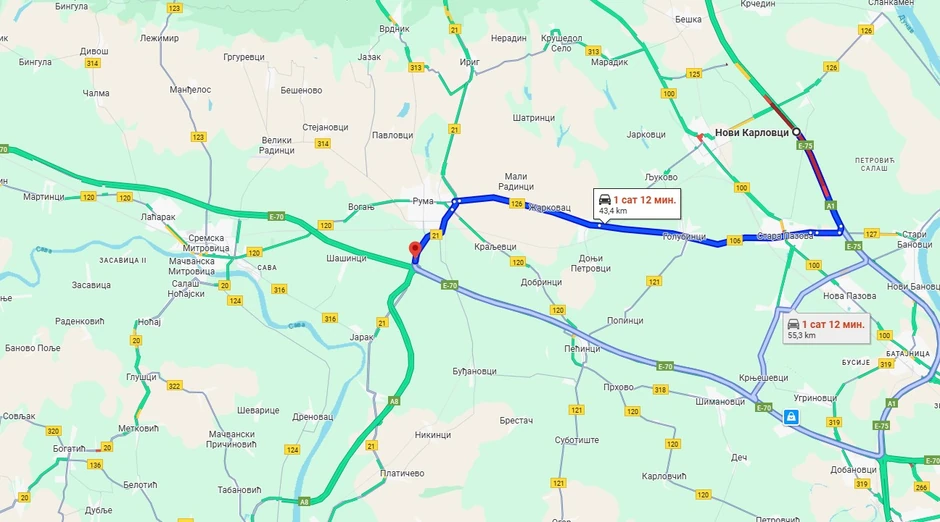 Mapa udesa na auto-putu