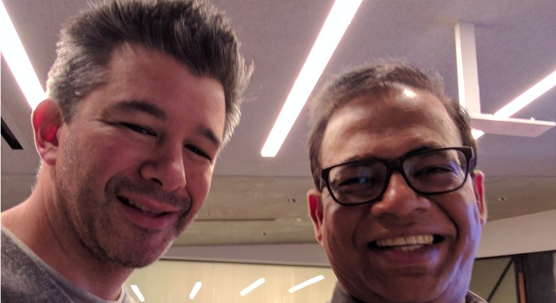 Uber CEO Travis Kalanick with its new SVP of Engineering, Amit Singhal