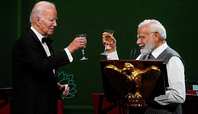 Joe Biden i Narendra Modi na oficjalnym obiedzie w Białym Domu, czerwiec 2023 r.