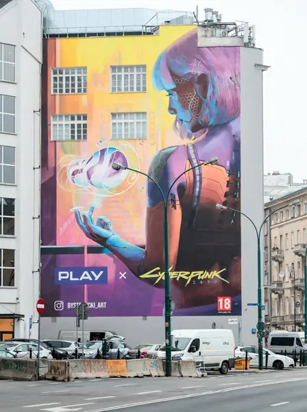 Fanartowy mural Cyberpunk 2077