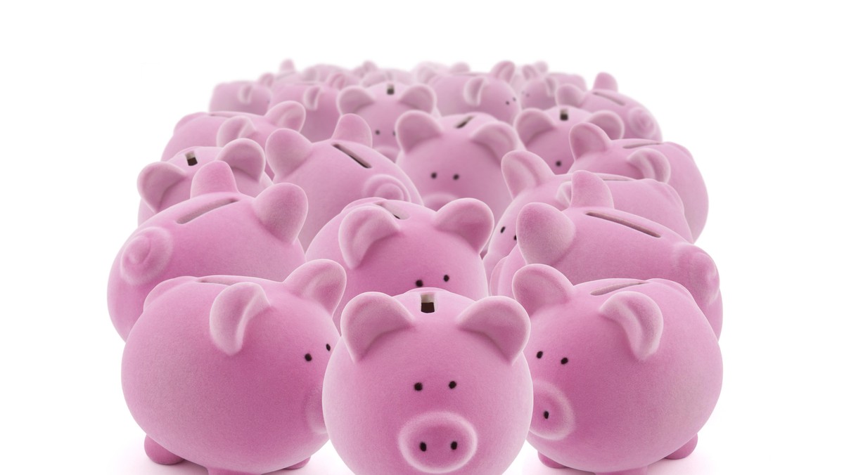 17889048 - large group of pink piggy banks