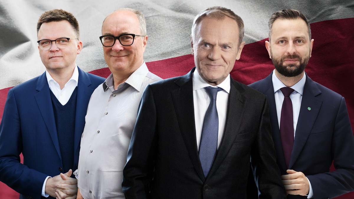 Szymon Hołownia, Włodzimierz Czarzasty, Donald Tusk i Władysław Kosiniak-Kamysz