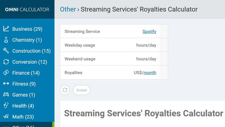 Deezer Royalties Calculator