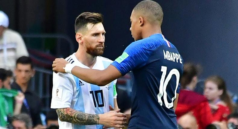 Kylian Mbappe consoles Lionel Messi after France's 4-3 win over Argentina in the last 16 of the World Cup