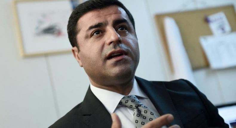 Peoples' Democracy Party (HDP) leader Selahattin Demirtas, seen here in 2015, has been held in jail since November on charges of links to the outlawed Kurdistan Workers' Party (PKK)