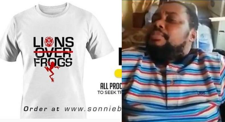 Dr. Sonnie Badu selling ‘Lion Over Frogs’ T-Shirt for GHS577 to raise fund for sick friend