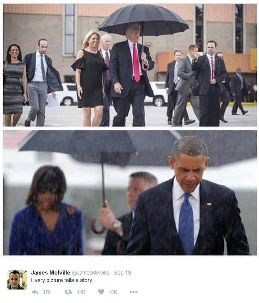 Te dwa zdjęcia pokazują różnice między Trumpem a Obamą