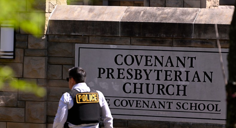 A shooter killed 6 people at The Covenant School in Nashville on March 27, 2023.John Amis/AP