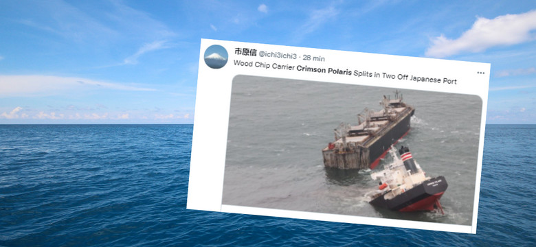 Japonia: statek złamał się na dwie części. Do morza wyciekła ropa