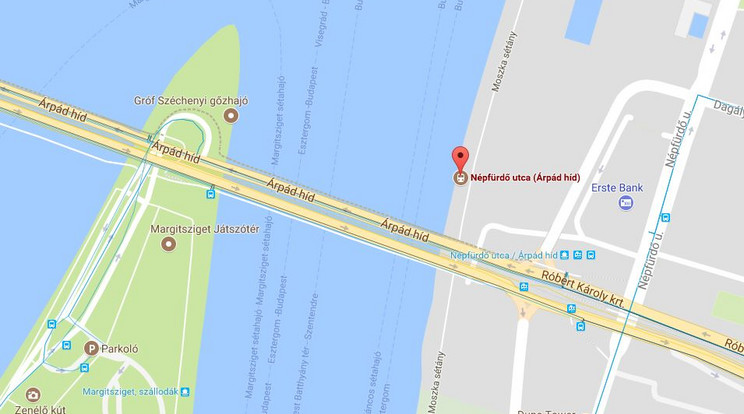 Az Árpád híd Népfürdő utcai megállója után történt a baleset /Fotó: Google Maps