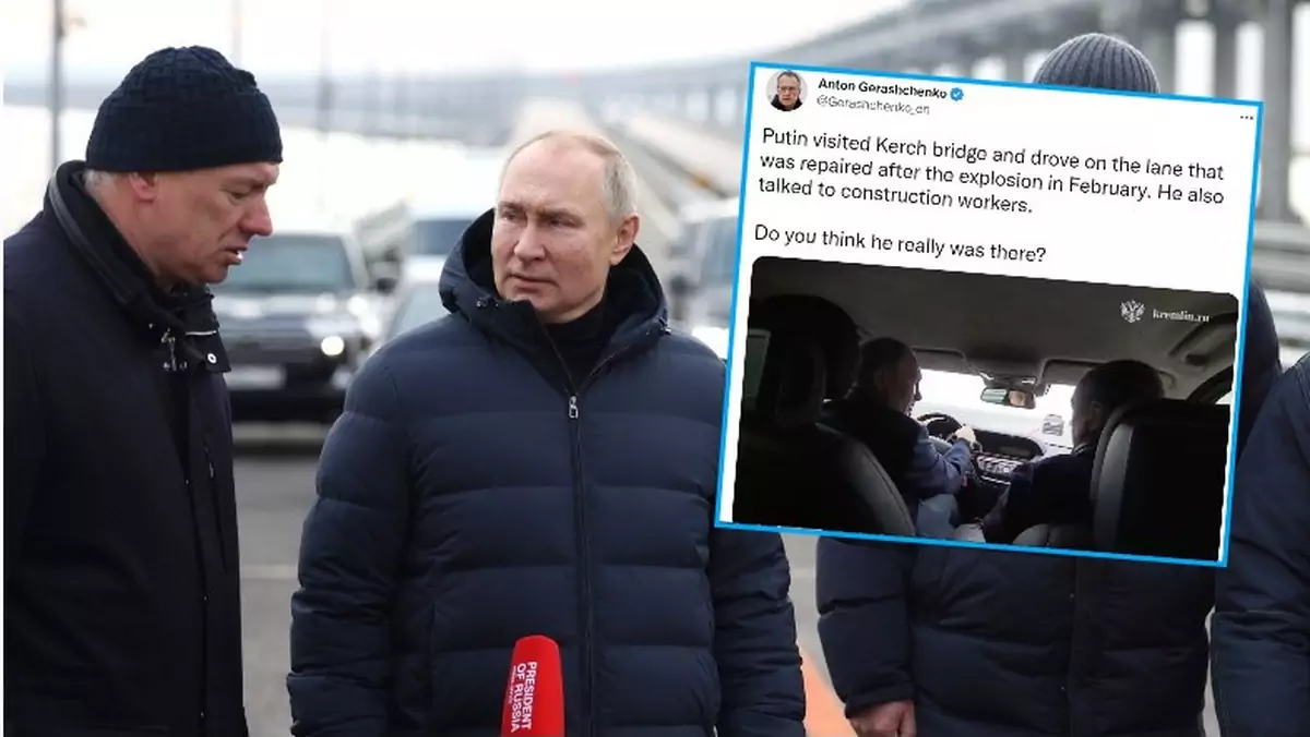 Władimir Putin na moście Krymskim (Screen: Twitter/Gerashchenko_en)