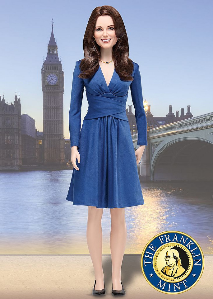 Zaręczynowa wersja lalki Kate Middleton z limitowanej edycji firmy The Franklin Mint. W tej chwili warta jest na aukcjach internetowych nawet 300 dol.