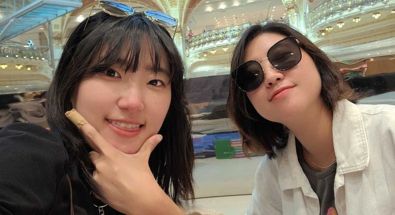 From left: Su-Ah Park with her younger sister.Park Su-Ah