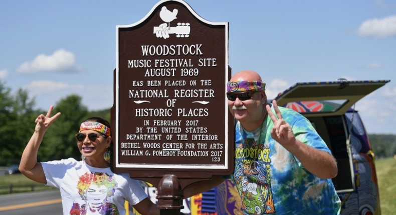 The original site of the 1969 Woodstock festival is becoming a sea of tie-dye and peace signs once more, as one-time festivalgoers celebrate the 50th anniversary of the pop culture milestone