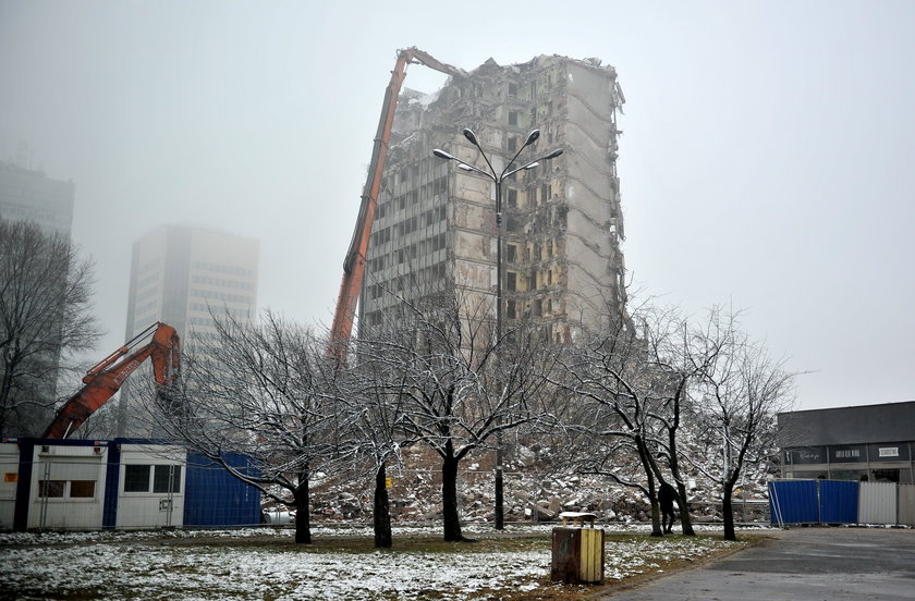 wyburzanie hotelu centrum w Łodzi