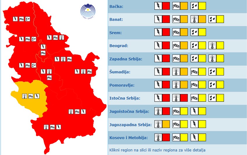 Meteoalarm za 8. jun