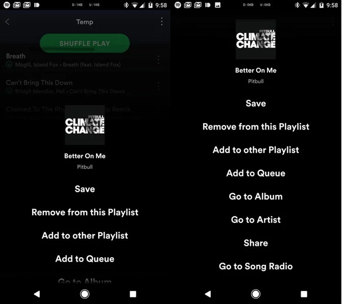 Nowe menu kontekstowe w Spotify