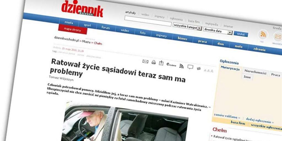 Uratował życie człowiekowi i ma problemy!