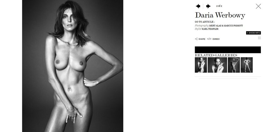 Daria Werbowy  w magazynie Interview