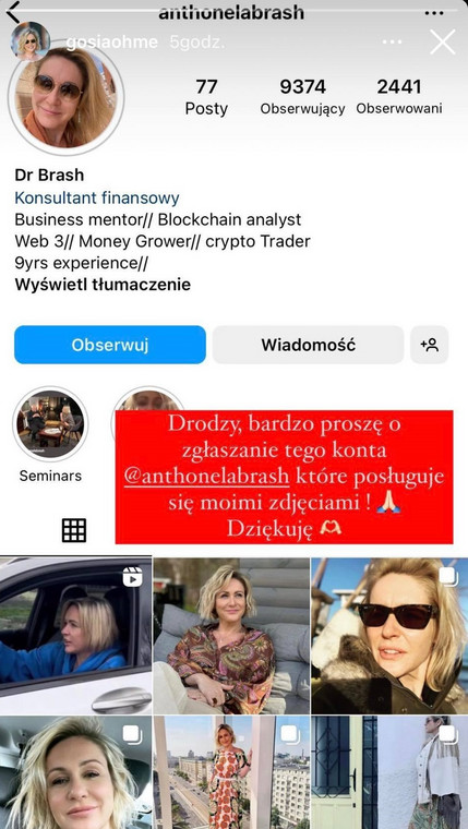 Małgorzata Ohme na Instagramie